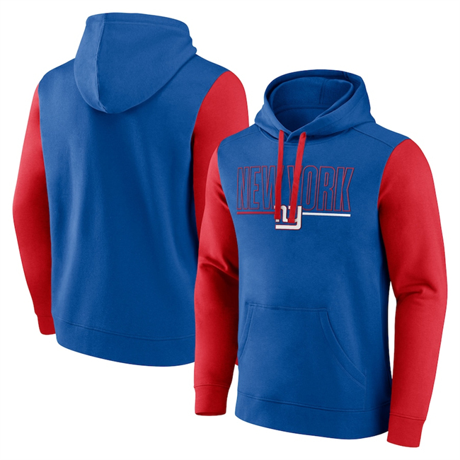 Men's New York Giants Royal/Red Outline Pullover Hoodie